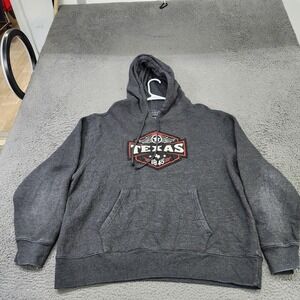 State Of Mine Hoodie Mens XL Gray Texas 1845 Wings Graphic Patch Pullover Fleece